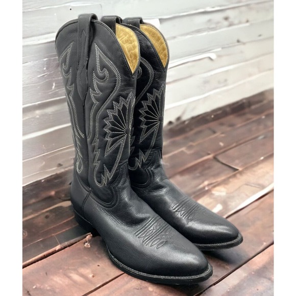 Corral Leather Cowboy Boots Black Embroidered Western Mens 8 Fast Shipping main image 12
